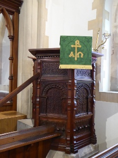 The pulpit in Minsterworth church. 